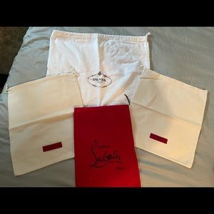 Christian Louboutin, Prada, Valentino dust bags